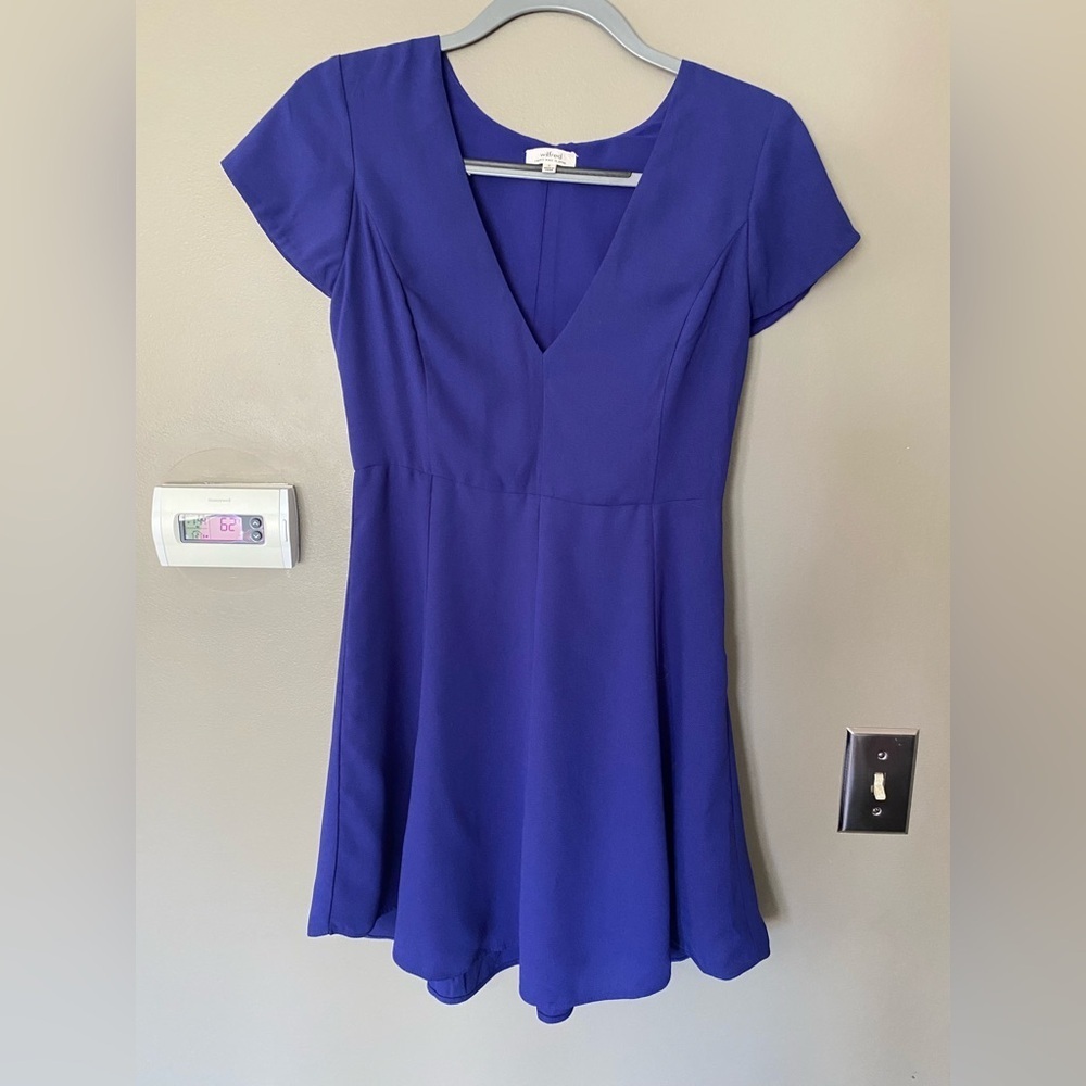 WILFRED X ARITZIA Blue 100% Silk Fit & Flare Skater Mini Dress Size 2